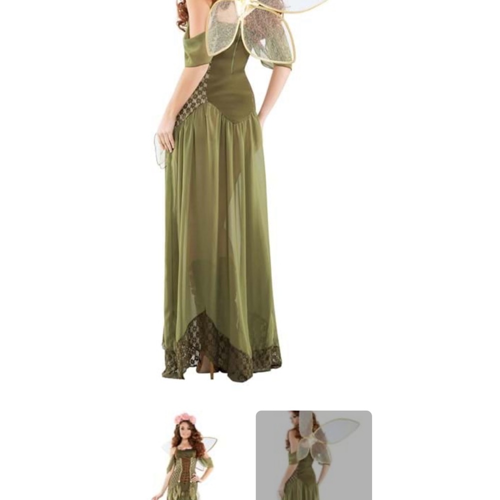 Green Fairy Costume Dress with Wings